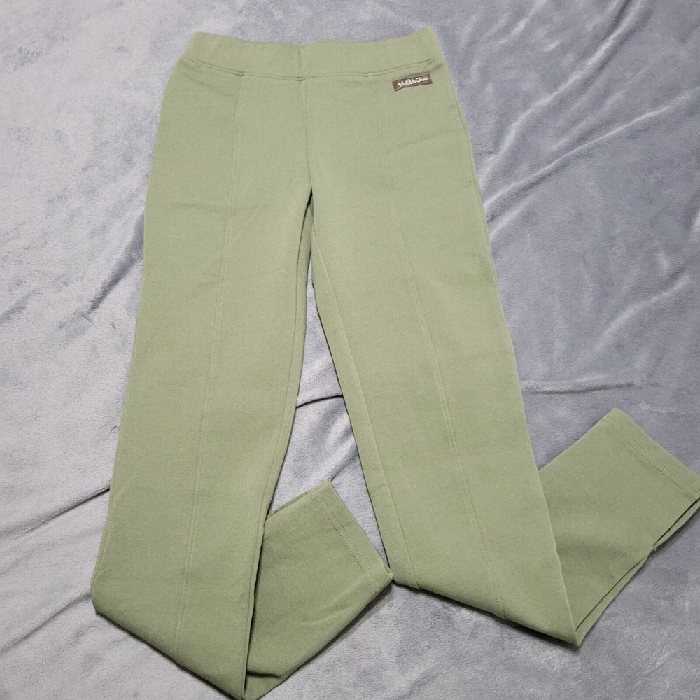 Matilda Jane Pants Girls 10 Leggings Green Stretch Control Waist Cotton Buttons